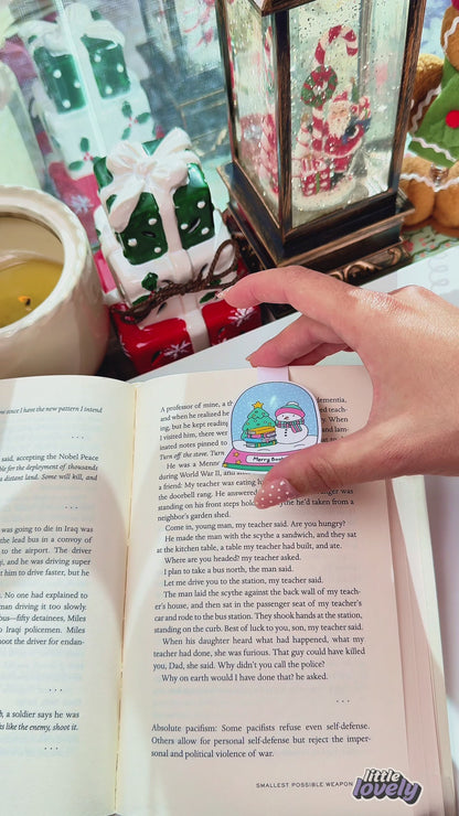 Merry Bookmas Snow Globe Magnetic Bookmark