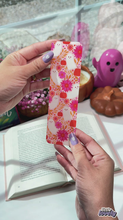 Halloween Ghost Bookmark – Cute Fall Aesthetic Laminated Bookmark for Readers