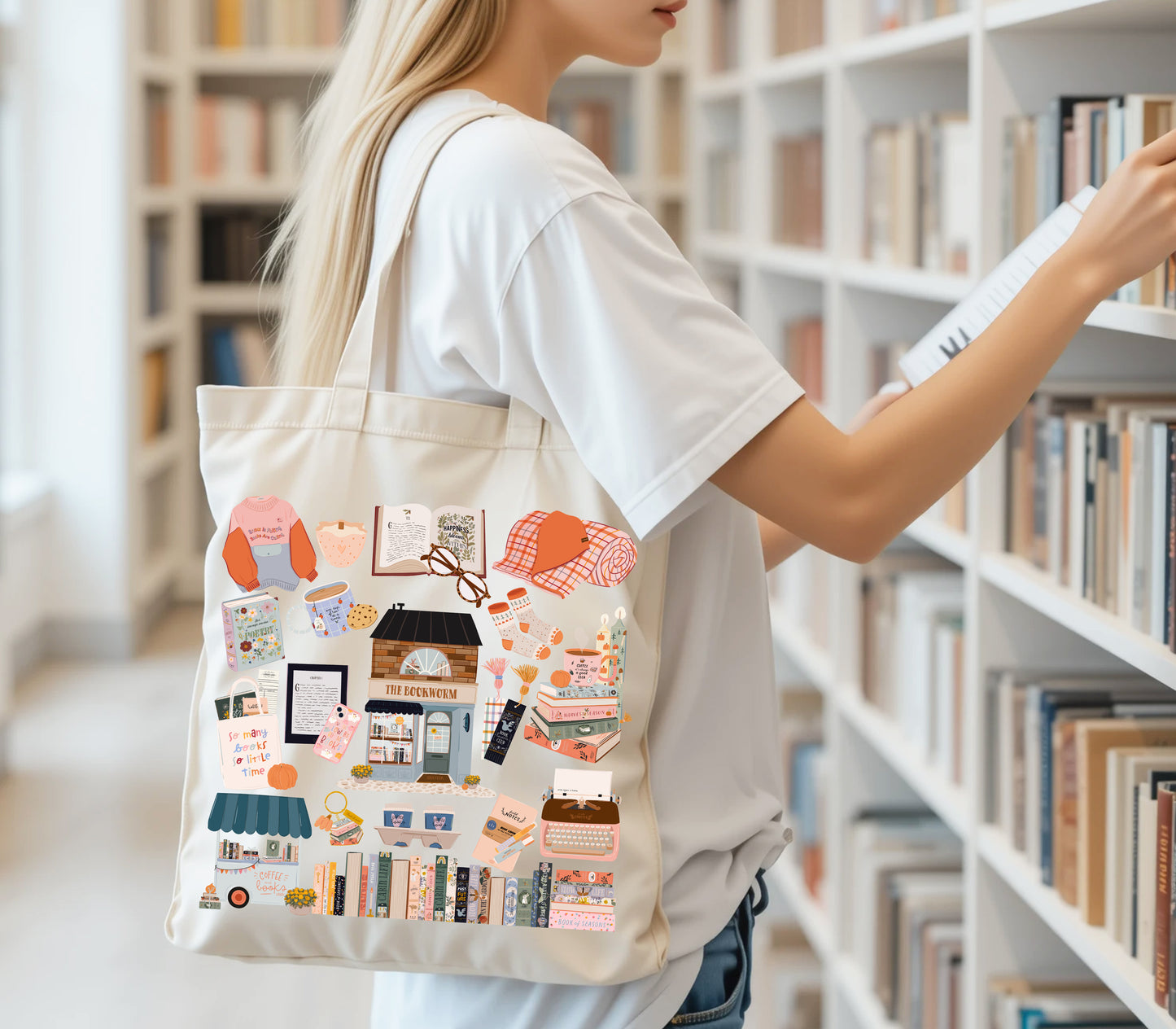 Bookworm Cottage Tote Bag